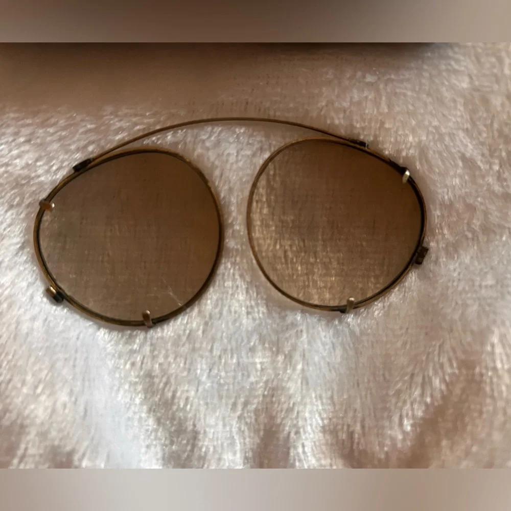 Vintage Dorr Optical Brass Clip-On Sunglasses With Case